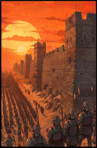 Medieval Army Marching at Sunset Epic Poster