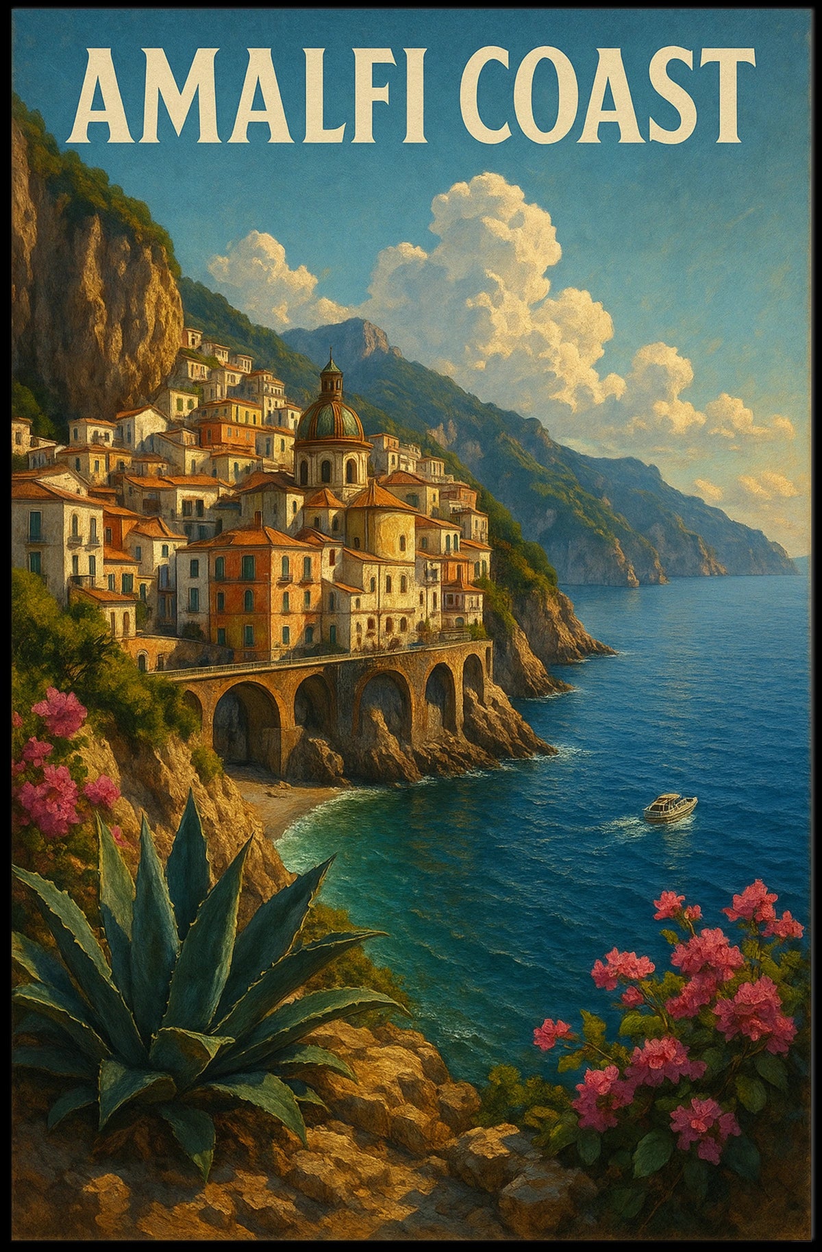 Amalfi Coast Poster Wall Art Coastal Decor Museum Quality