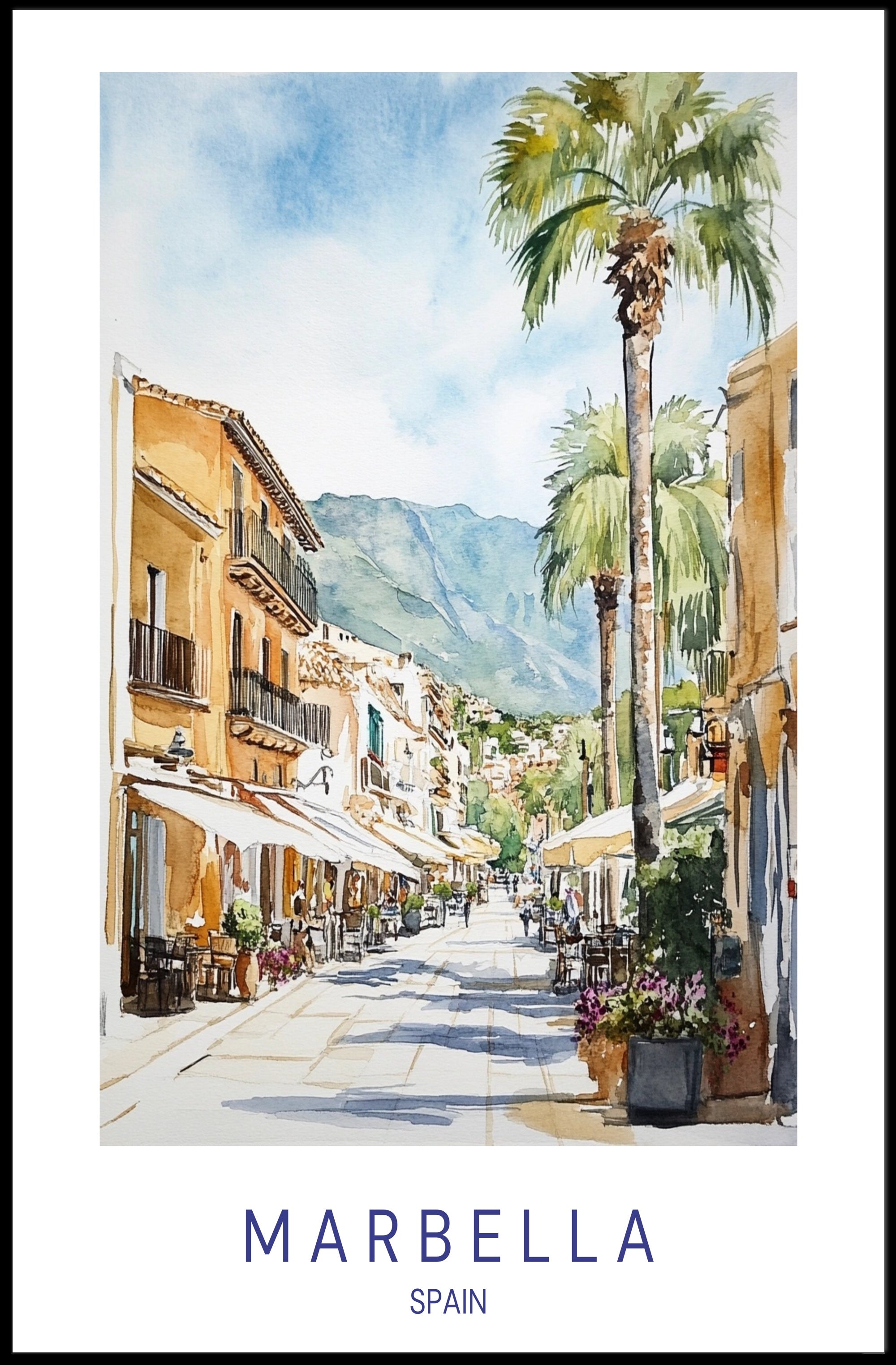 Marbella Street Scene Poster PosterGoat