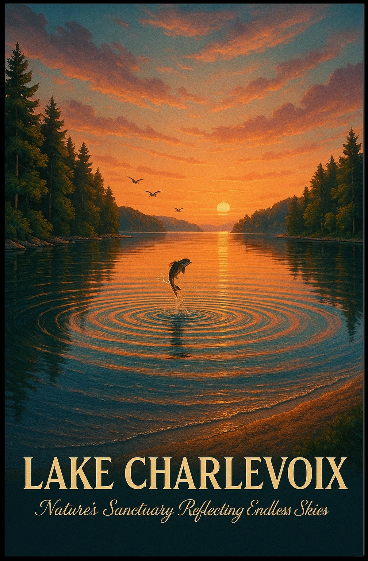 Nature’s Sanctuary Lake Charlevoix Scenic Poster