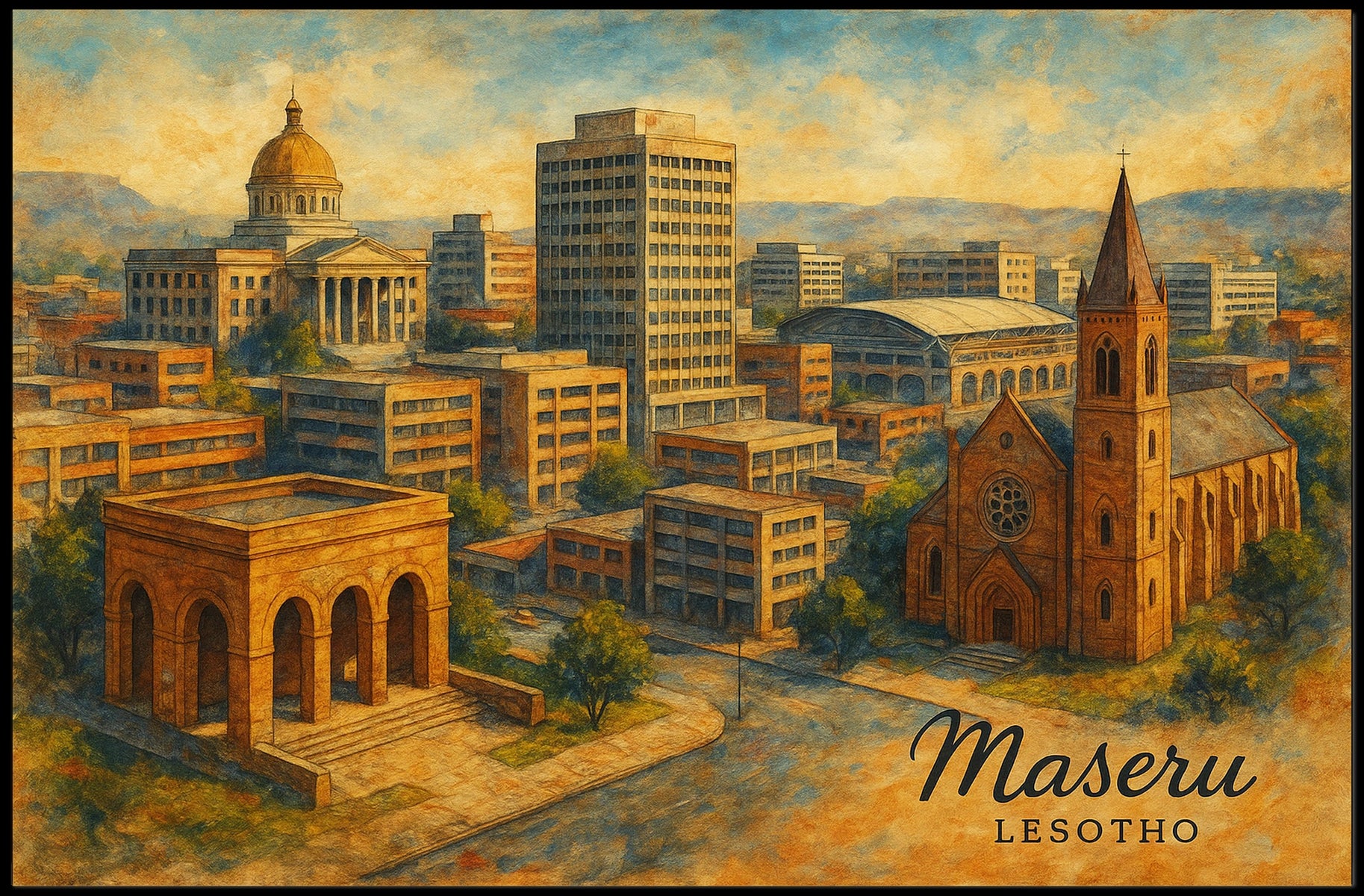Maseru Cityscape Poster