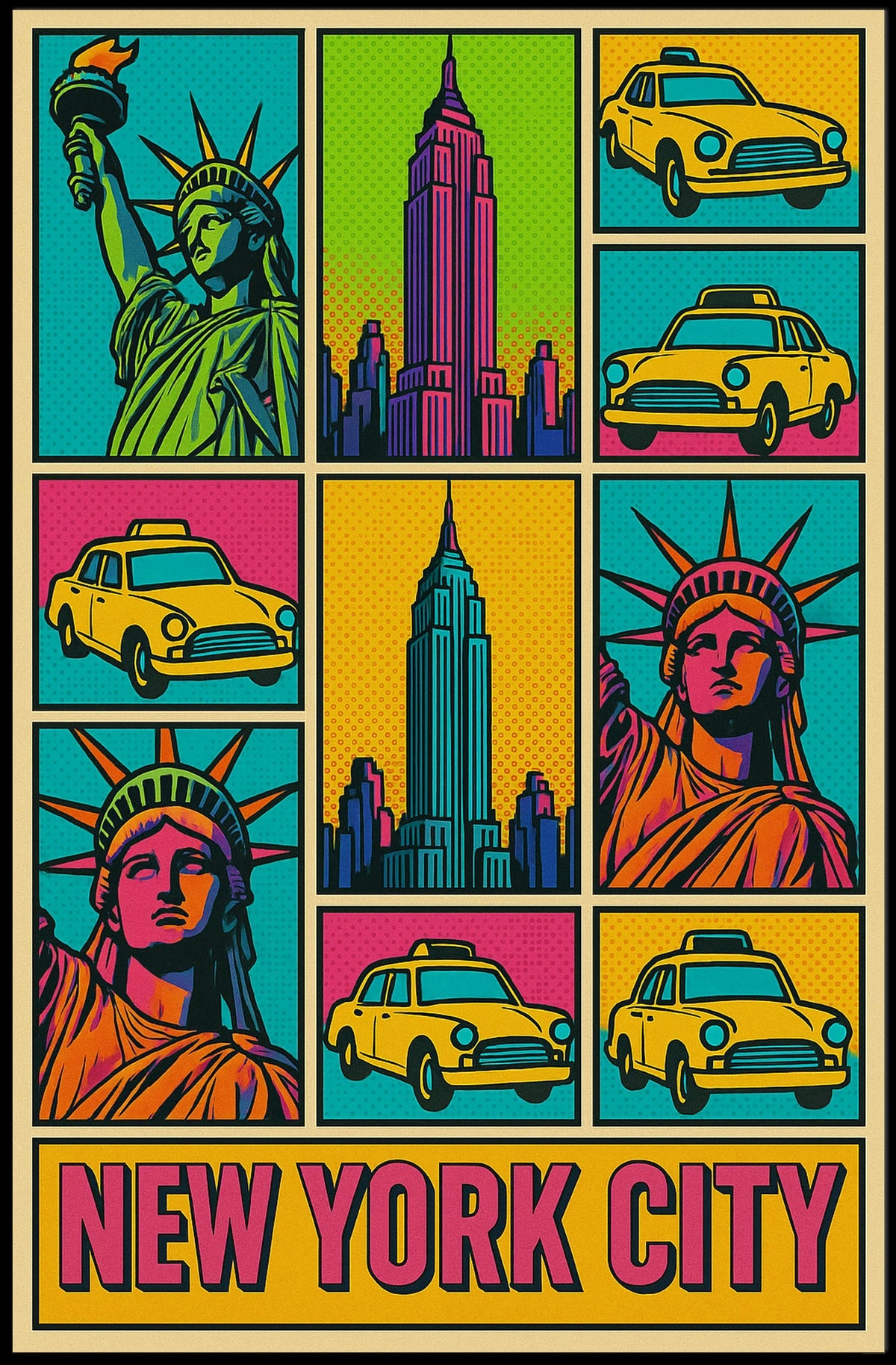 New York City Pop Art Cityscape Poster Abstract Wall Art