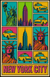 New York City Pop Art Cityscape Poster Abstract Wall Art