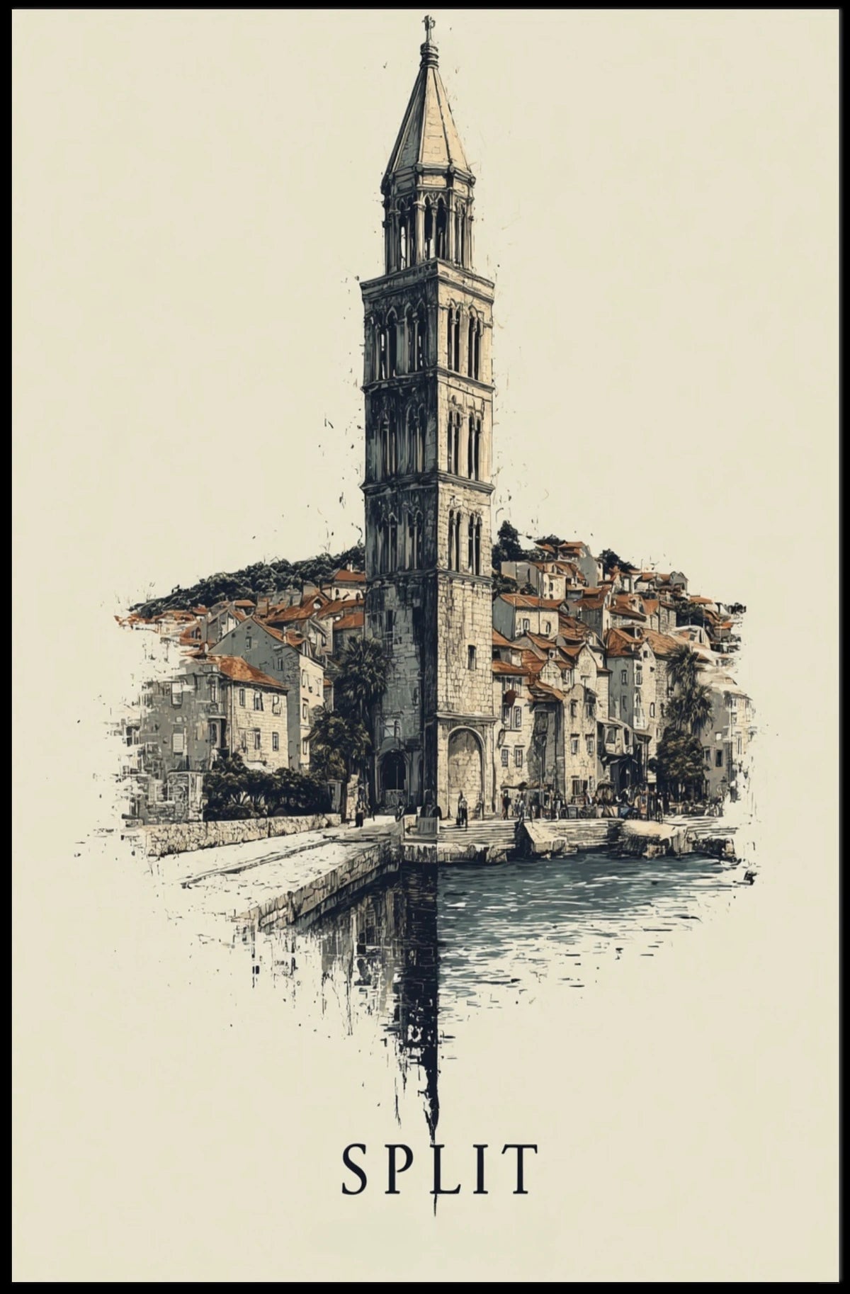 Split Architectural Reflection Poster