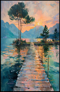 Idyllic Sunset Landscape Art Print - Abstract or Artistic Poster PosterGoat