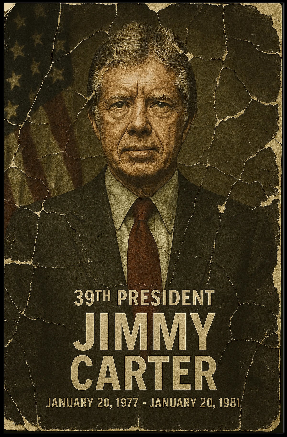 Jimmy Carter 39th President of the United States Damaged Photograph Poster