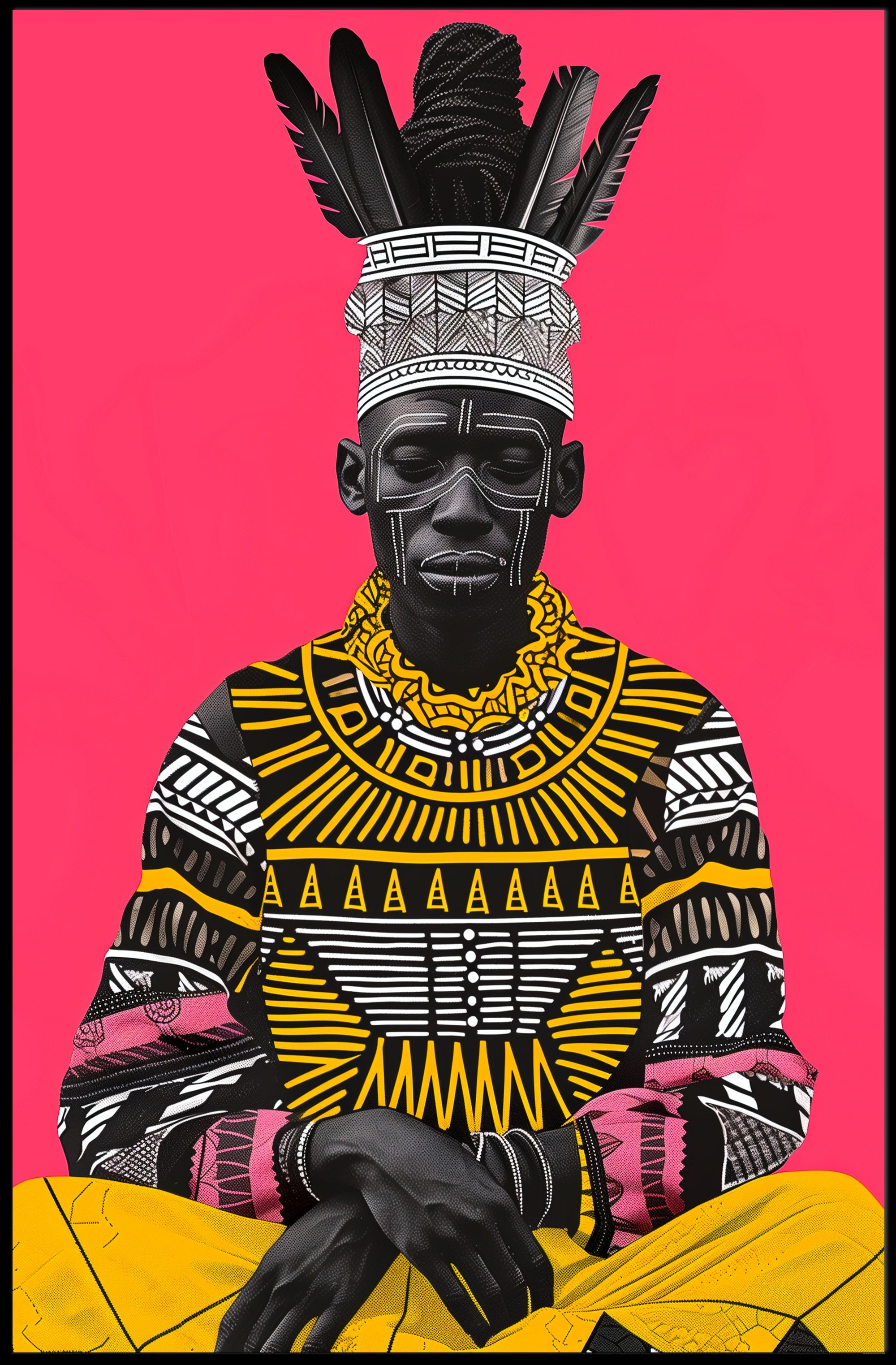 Traditional African Attire with Intricate Patterns Cultural Poster