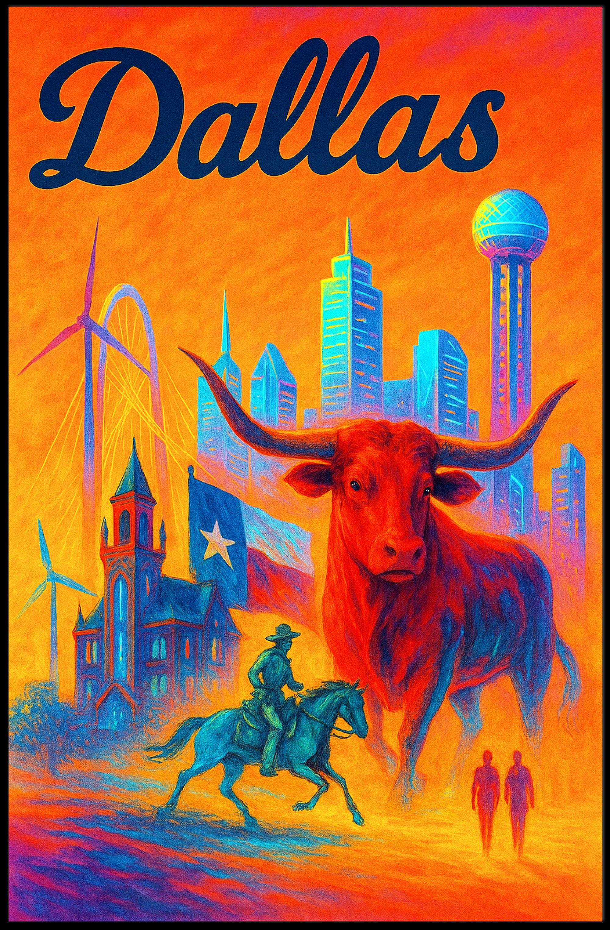 Dallas - Vibrant Cityscape Poster PosterGoat
