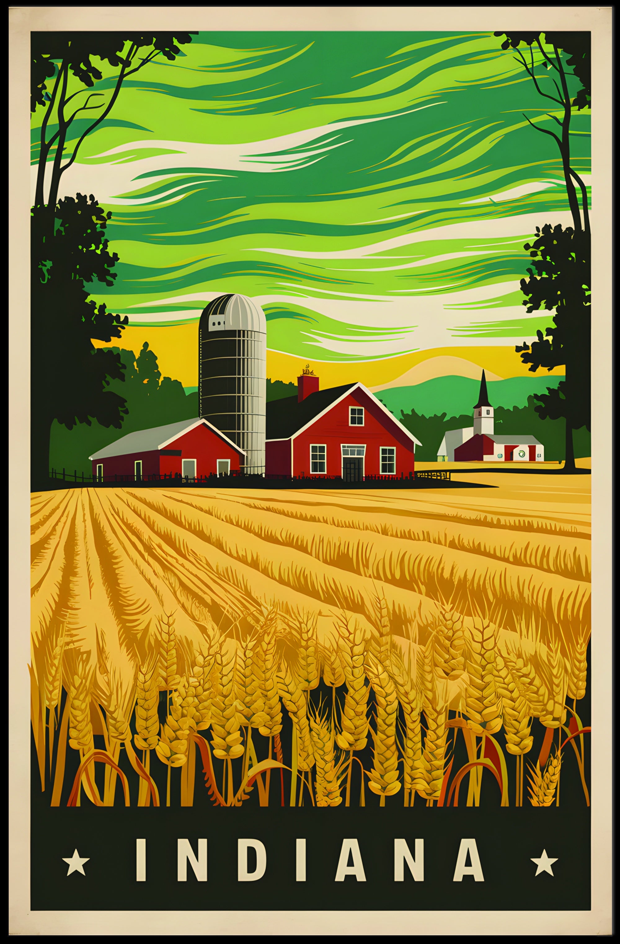 Indiana Farm Landscape Poster