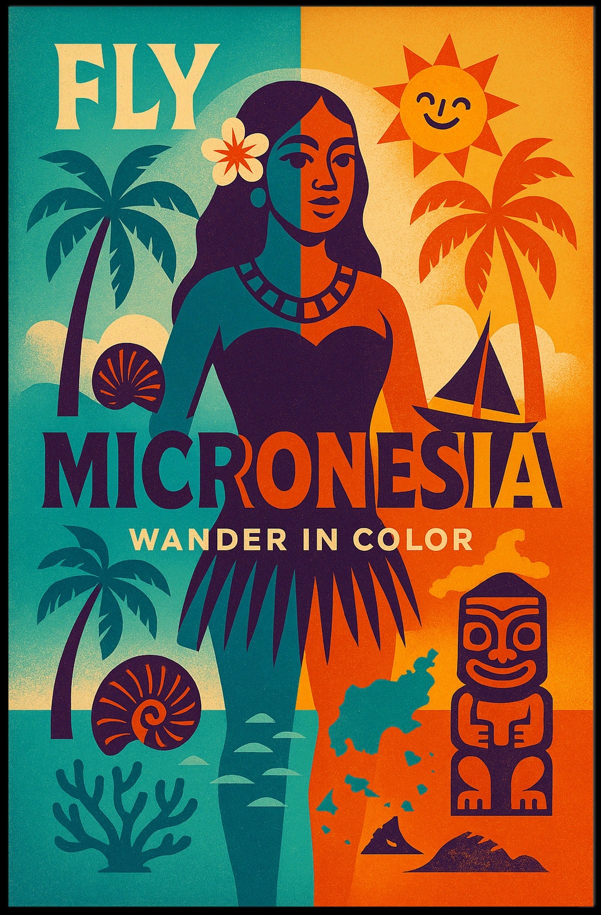 Fly Micronesia Wander in Color Poster
