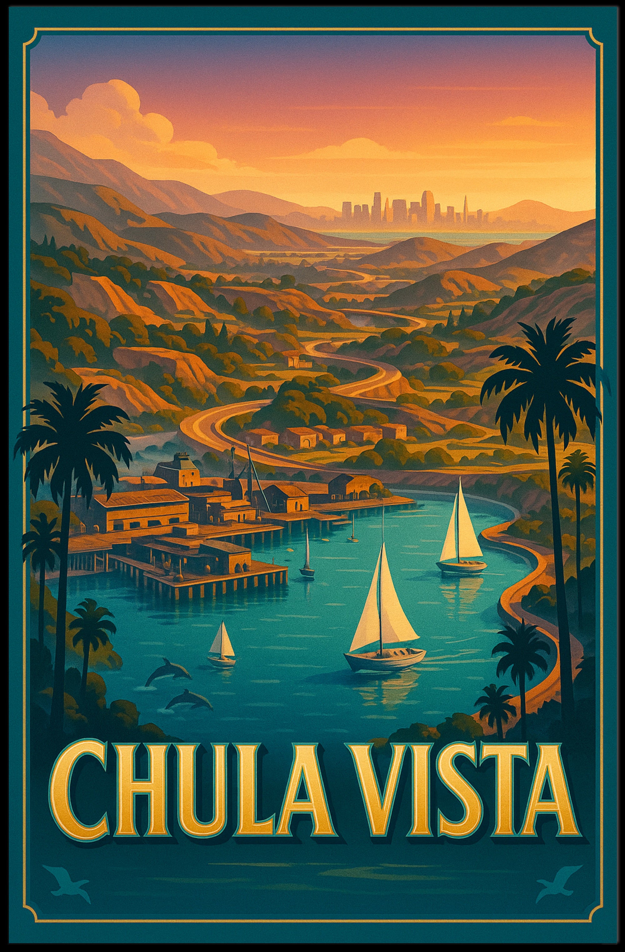 Chula Vista Scenic View Vintage Travel Poster