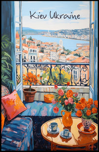 Scenic Balcony Overlooking Kiev Cityscape Poster