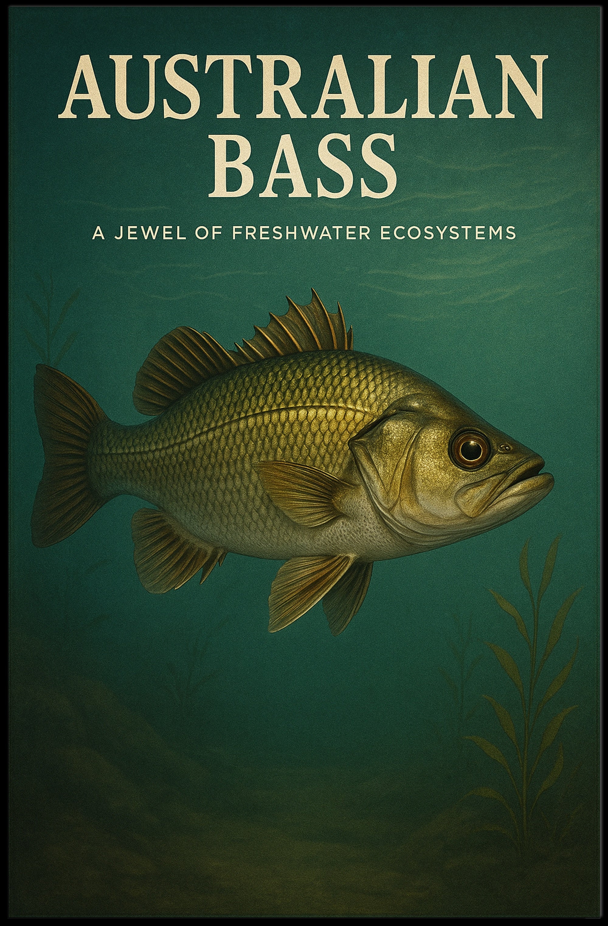 Australian Bass Ecosystem Art Educational or Infographic Poster