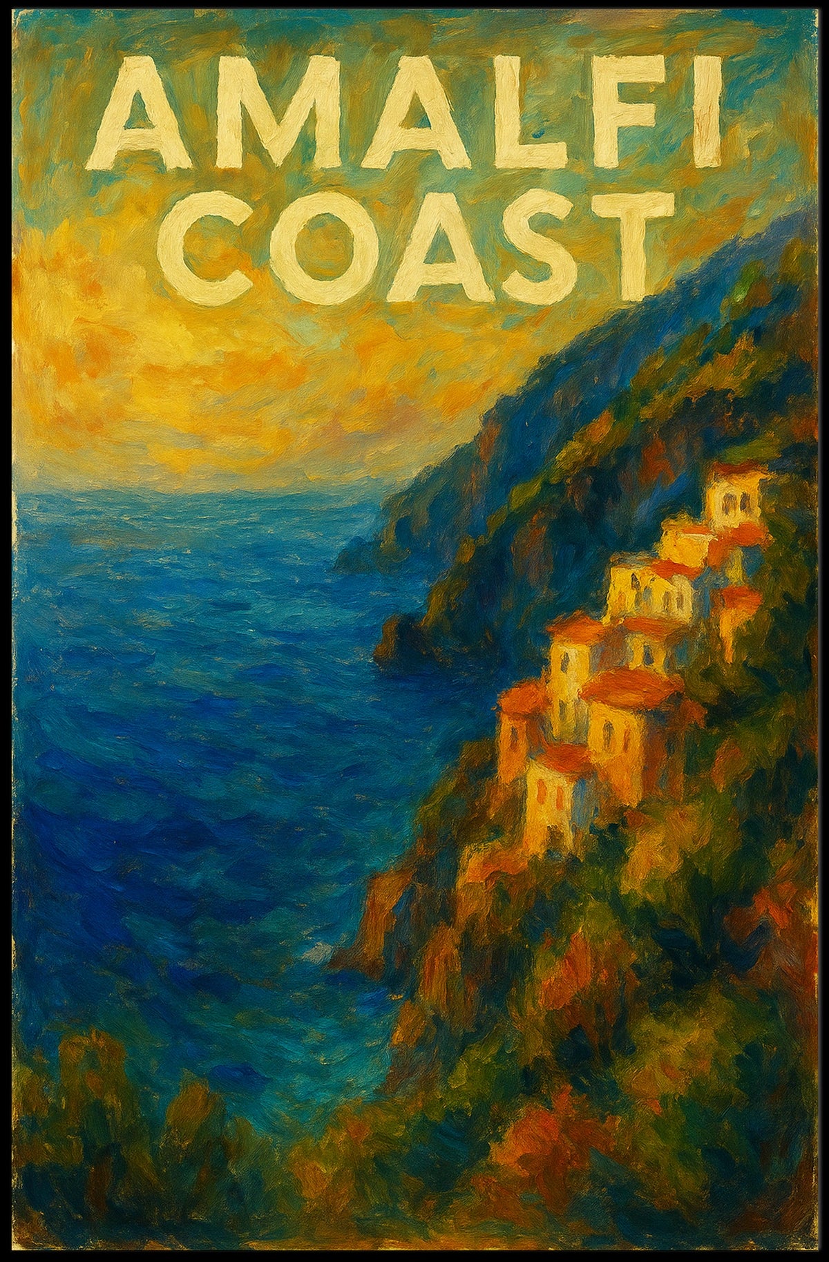 Amalfi Coast Poster Wall Art for Coastal Decor and Travel