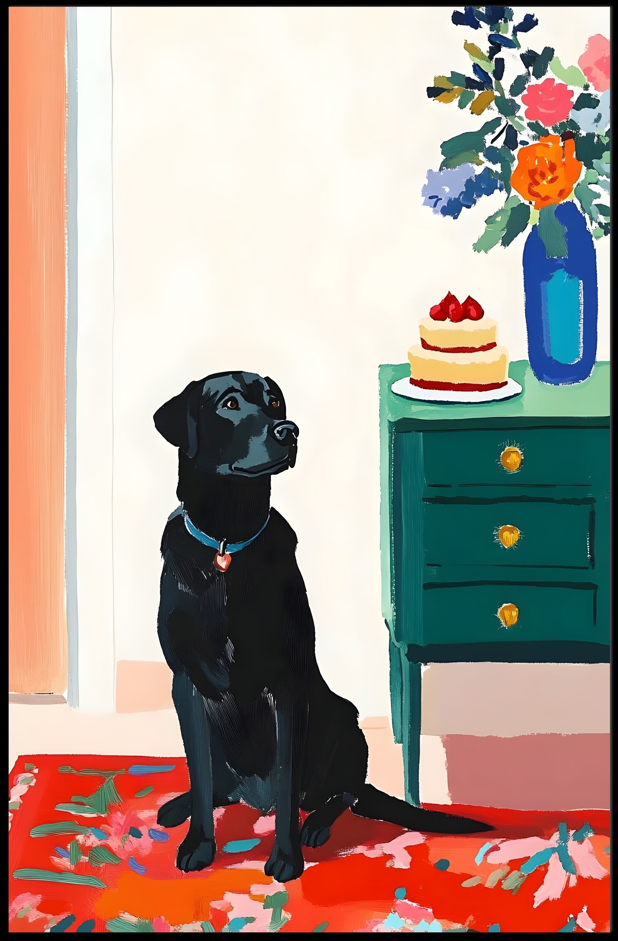 Black Labrador Poster Modern Cake Art Print