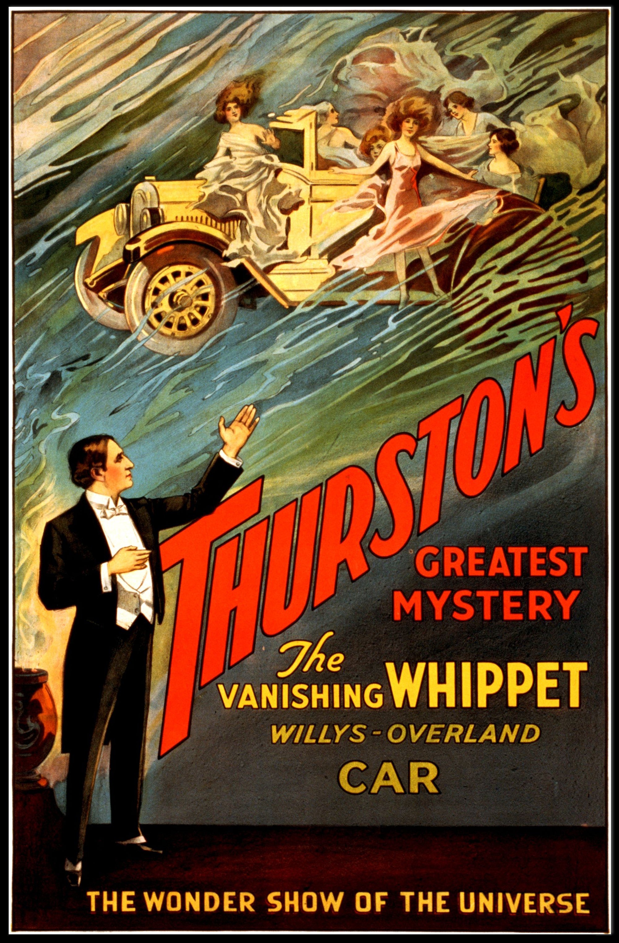 Magic Illusionist Vanishing Car Vintage Show Poster