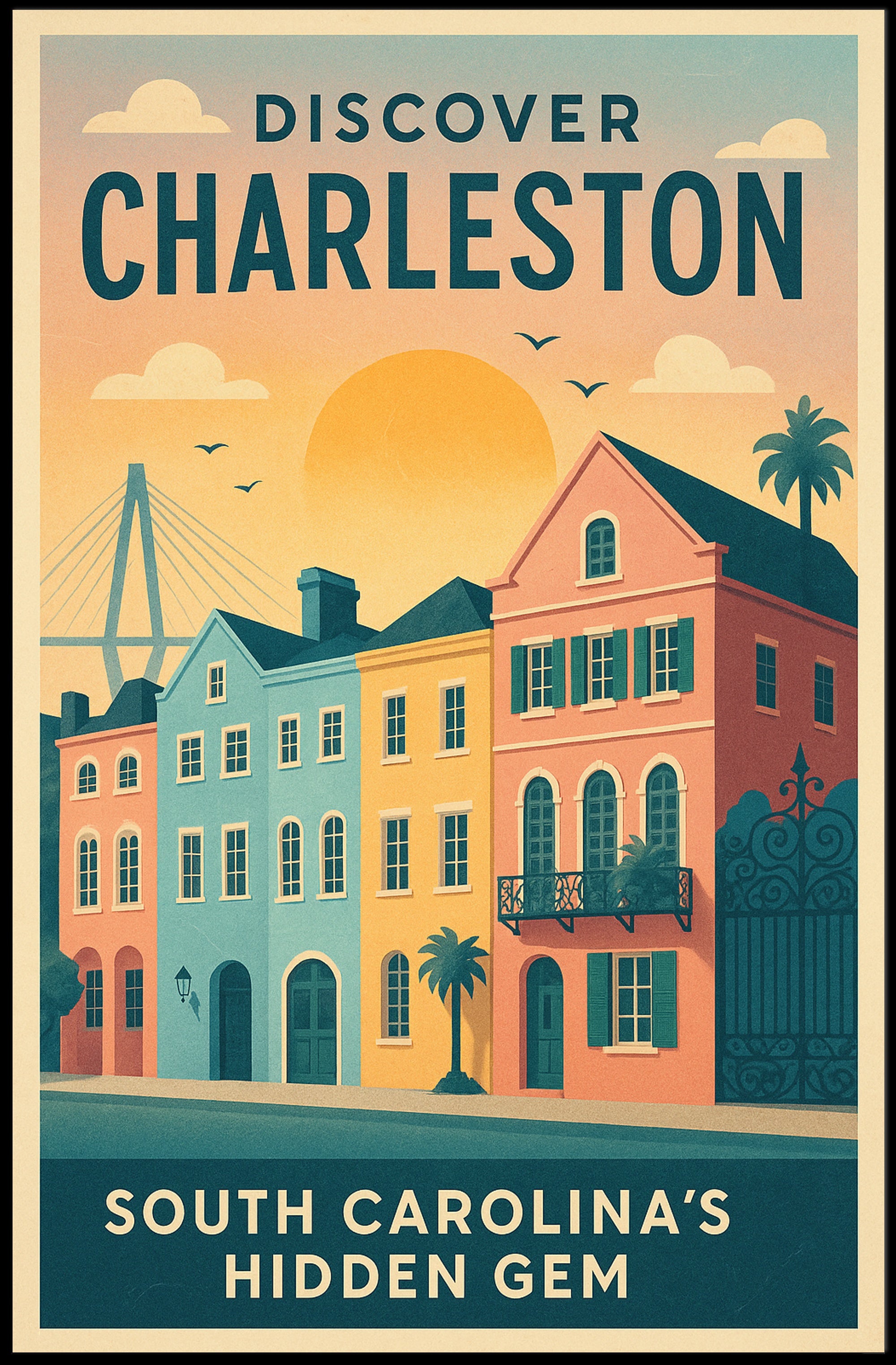 Discover Charleston Vintage Travel Poster