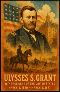 Ulysses S. Grant 18th President of the United States Layered Digital Collage Poster
