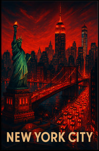New York City Vibrant Landmarks Poster Modern Wall Art