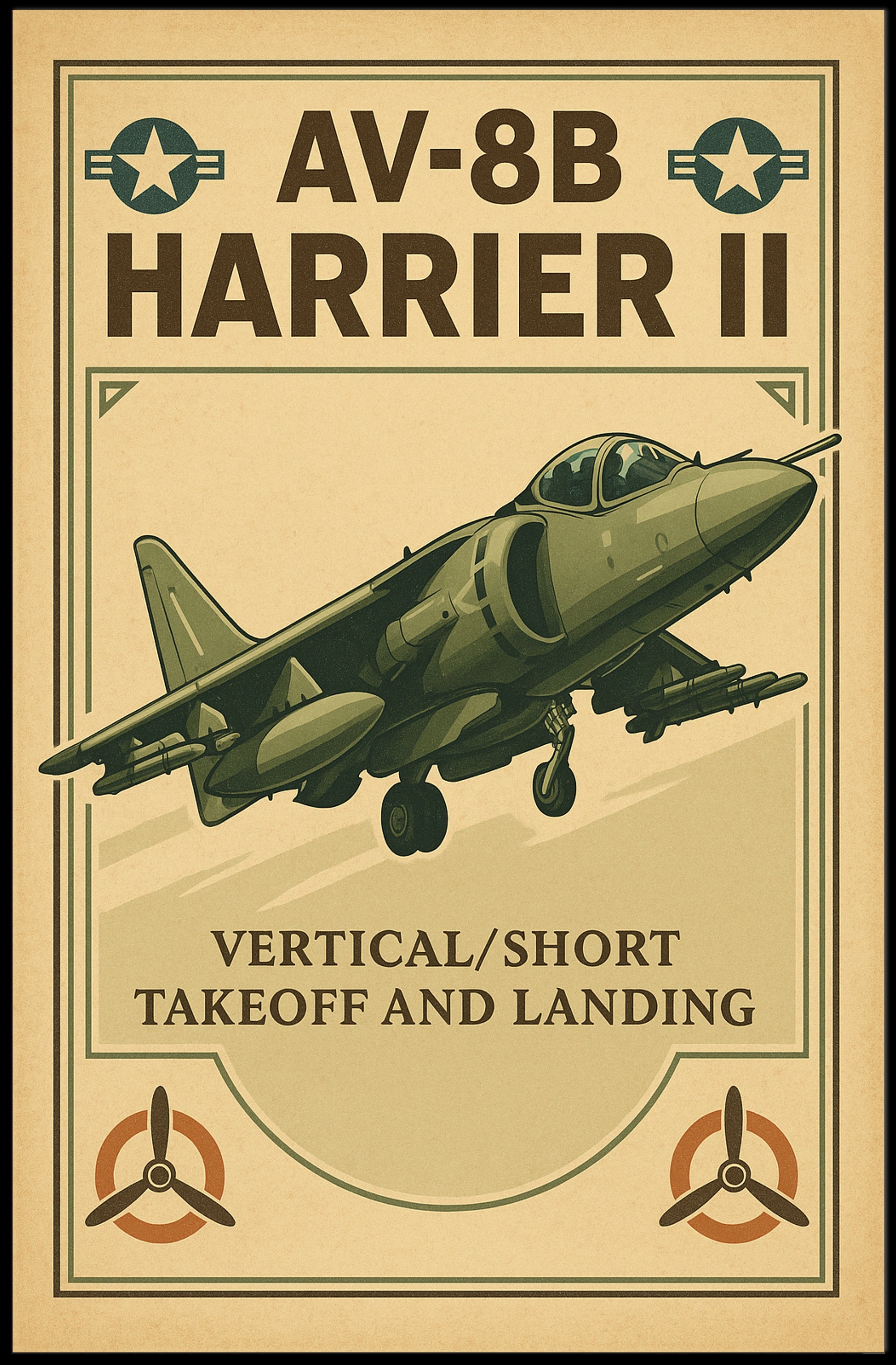 AV-8B Harrier II Vintage Military Recruitment Poster