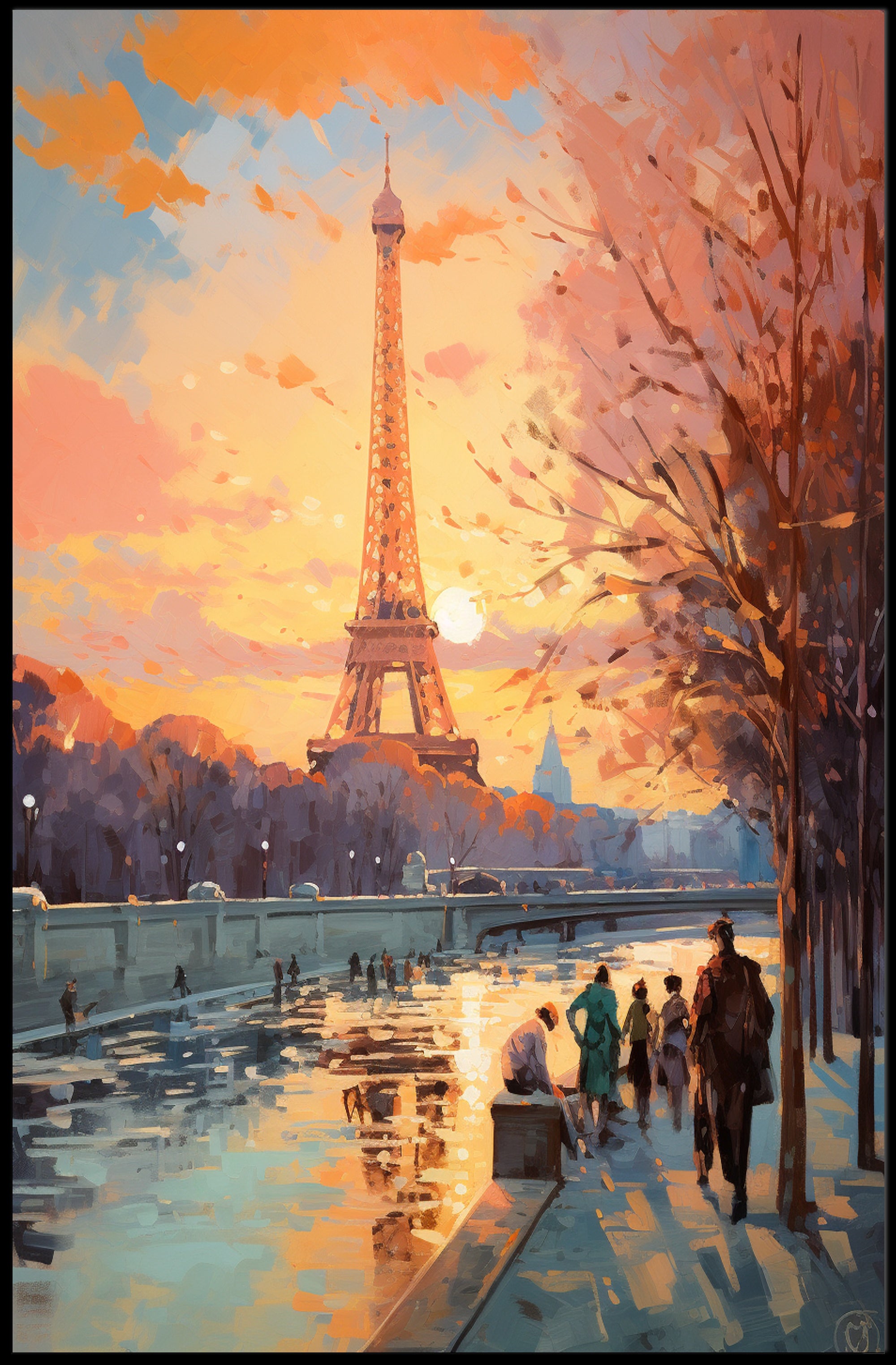 Parisian Sunset Stroll Poster