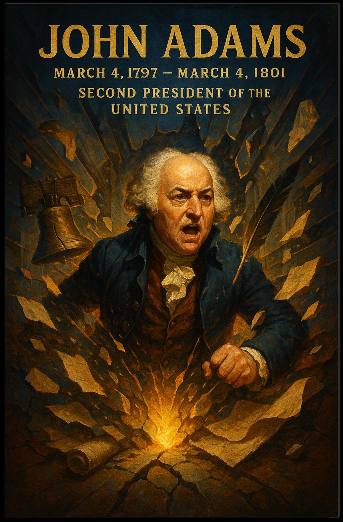 Revolutionary Leader with Quill: Historical or Presidential Poster