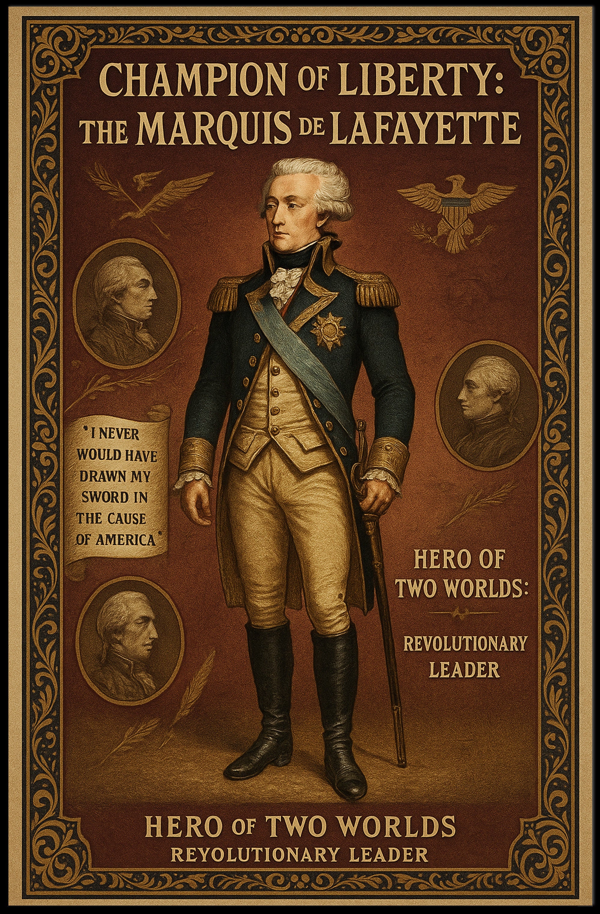 The Marquis De Lafayette Hero Of Two Poster