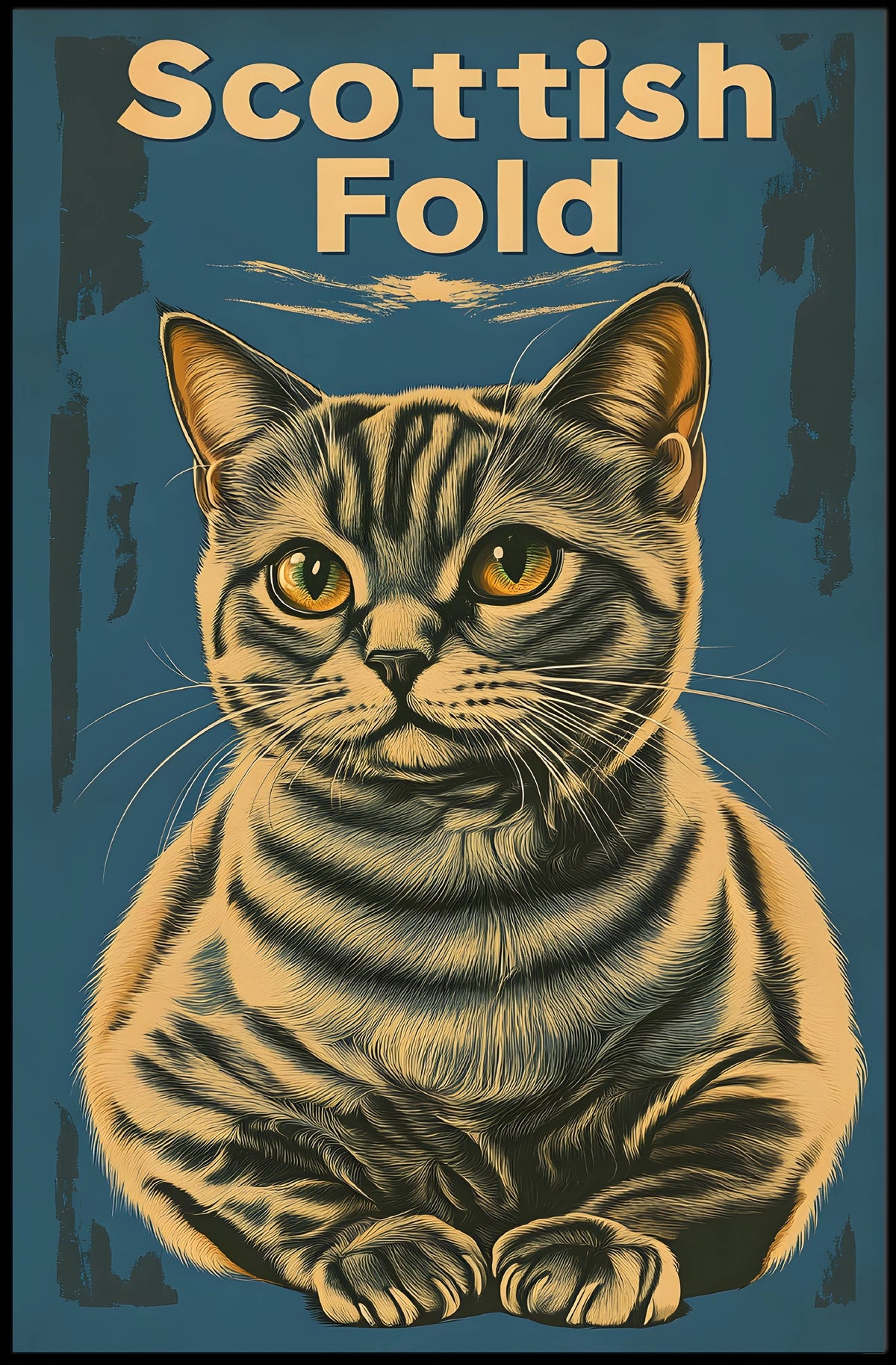 Scottish Fold Cat Artwork Minimalist Studio Poster