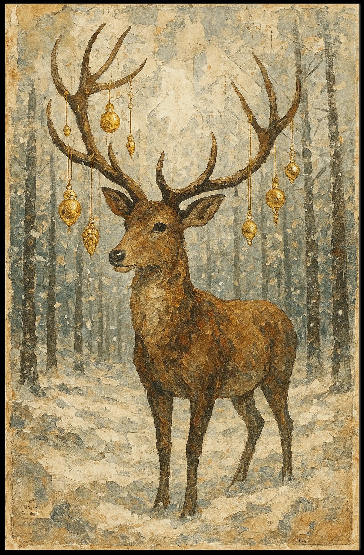 Winter Stag Nature And Landscape Photography Realism Art Poster
