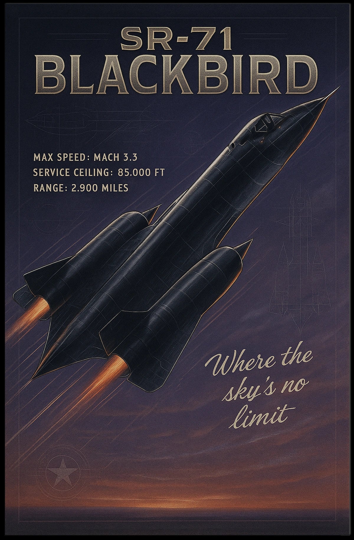 SR-71 Blackbird The Speed Icon Poster