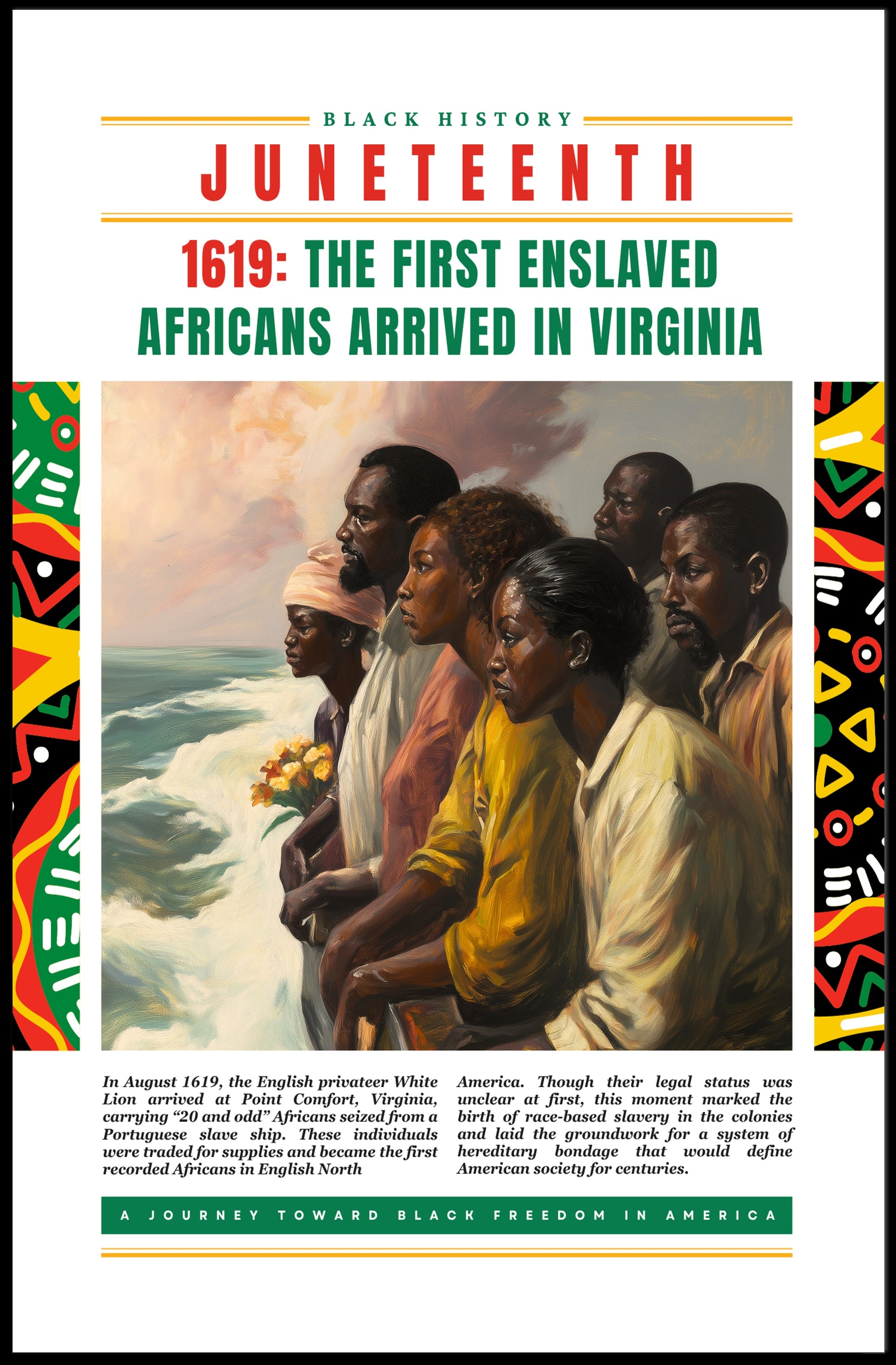 Black History Arrival Commemorative Art Print - Heritage Poster