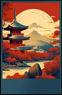 Tranquil Autumn Landscape Pagoda Poster
