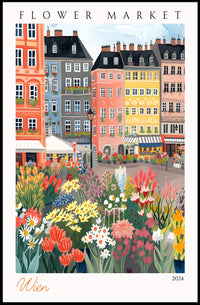 Vibrant Flower Market in Wien Poster PosterGoat
