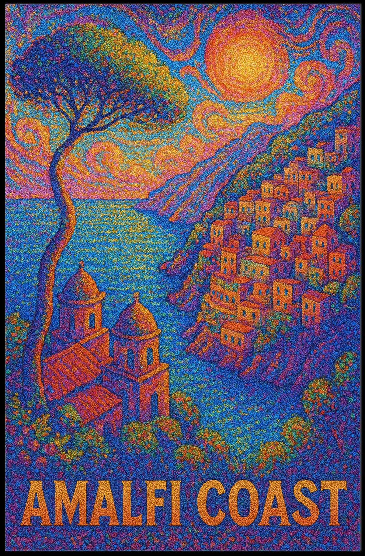 Amalfi Coast Poster Wall Art Coastal Scenic Print For Decor