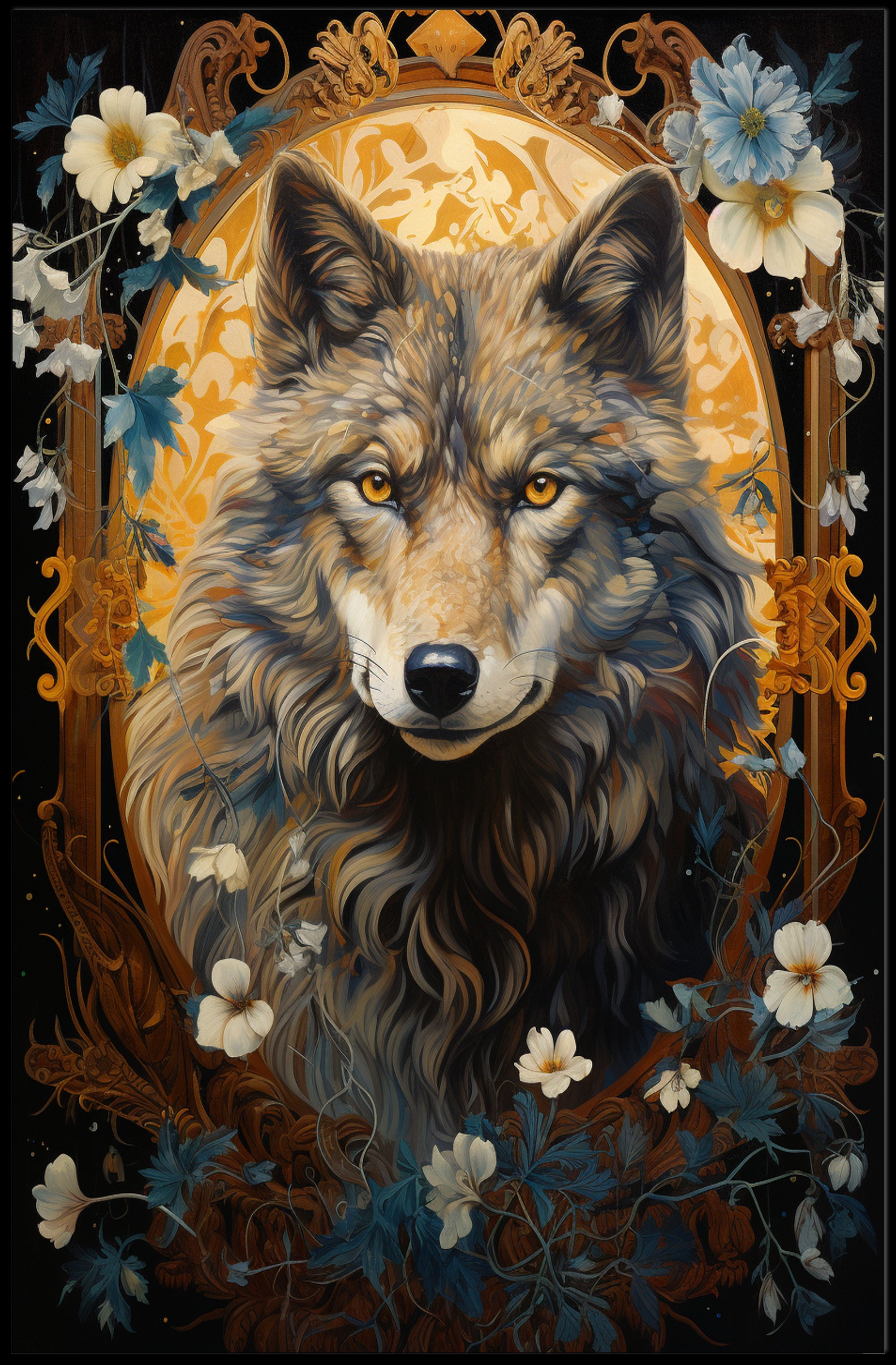 Majestic Wolf Portrait Poster PosterGoat