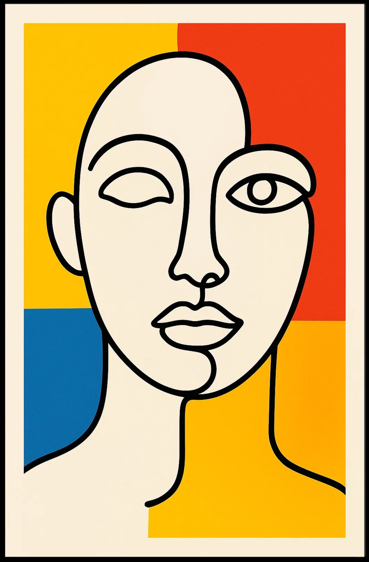 Abstract Portrait in Primary Colors Poster