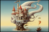 Surreal Castle Head Dreamscape - Fantasy or Mythology Poster