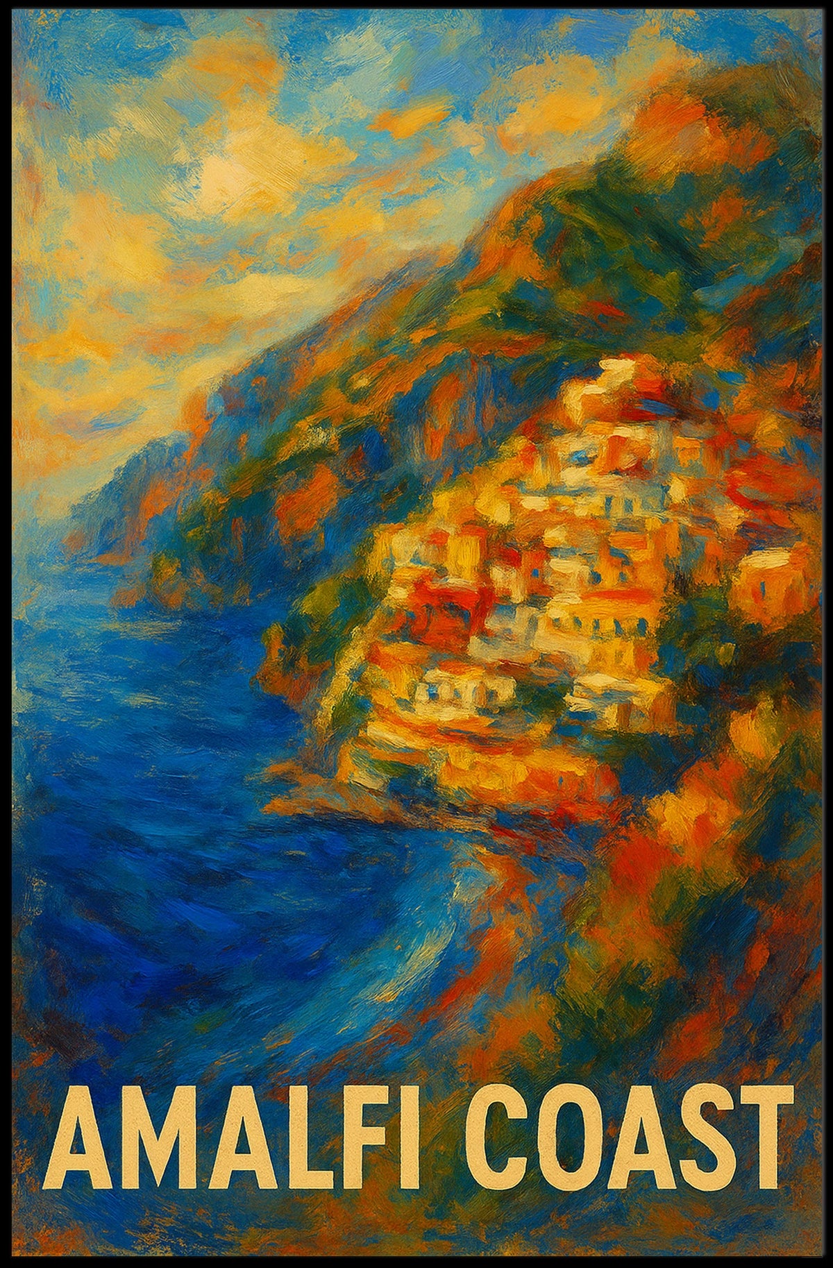 Amalfi Coast Poster Wall Art Coastal Decor Mediterranean