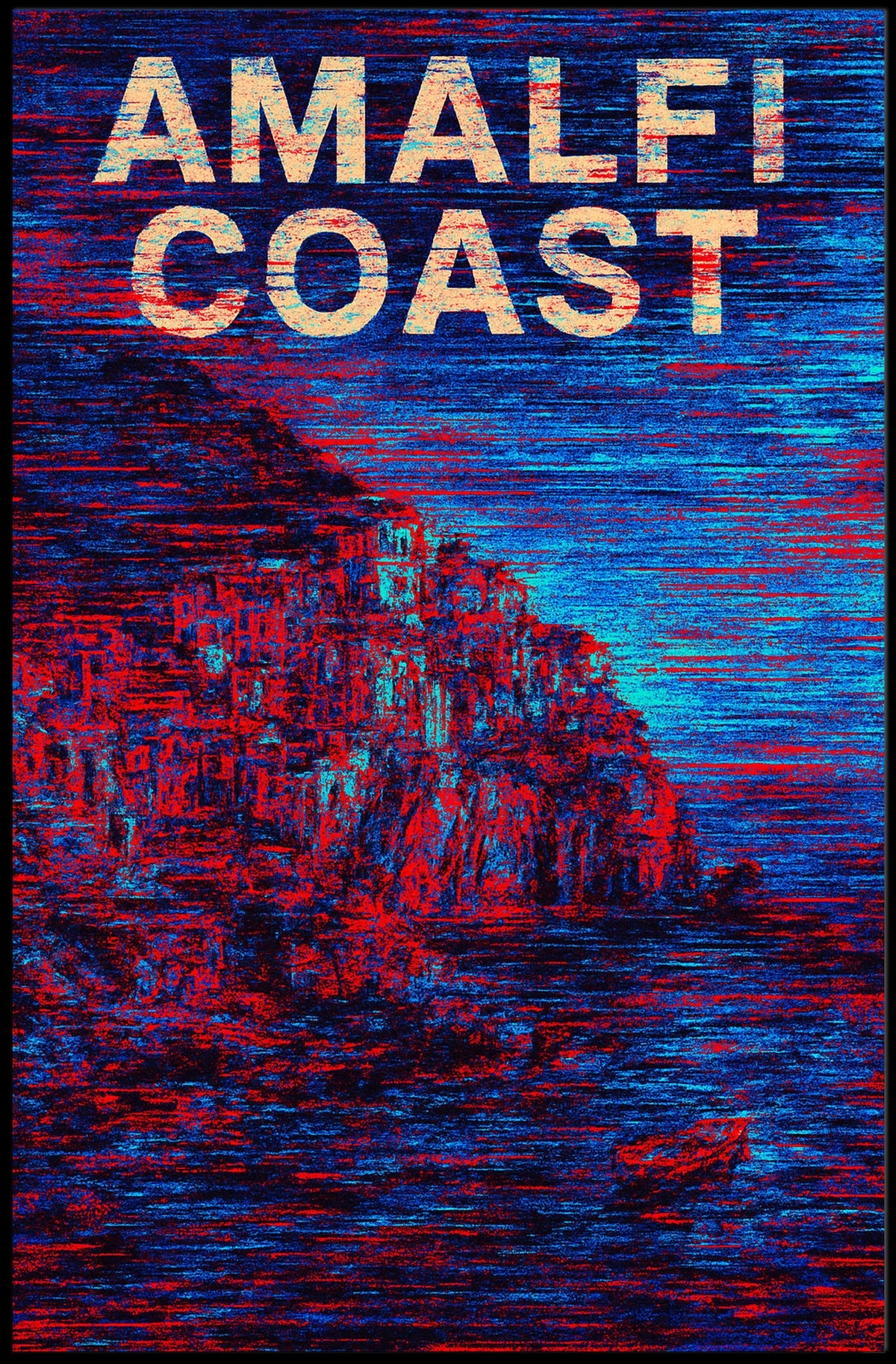 Amalfi Coast Poster Art Print for Coastal Home Decor