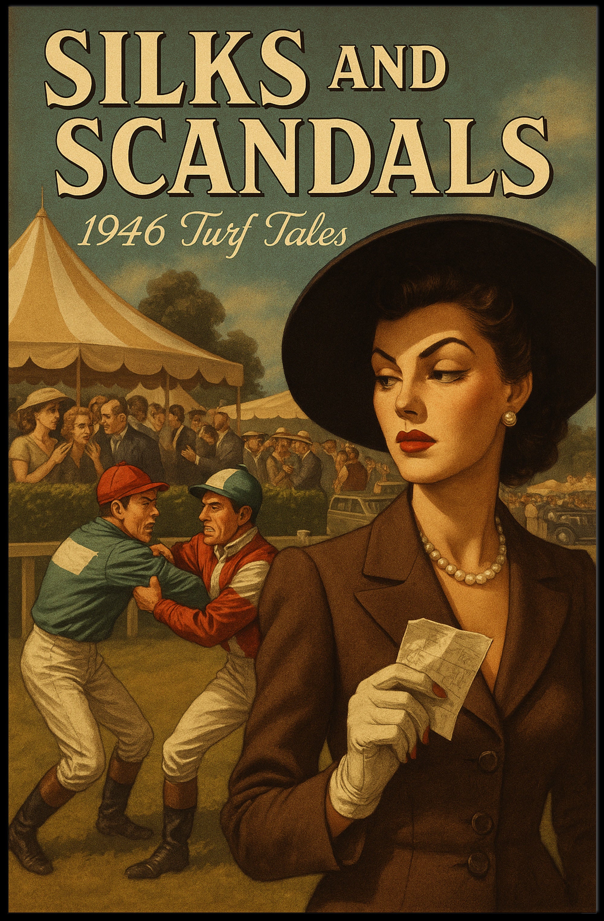 Silks and Scandals: 1946 Turf Tales Sports Poster