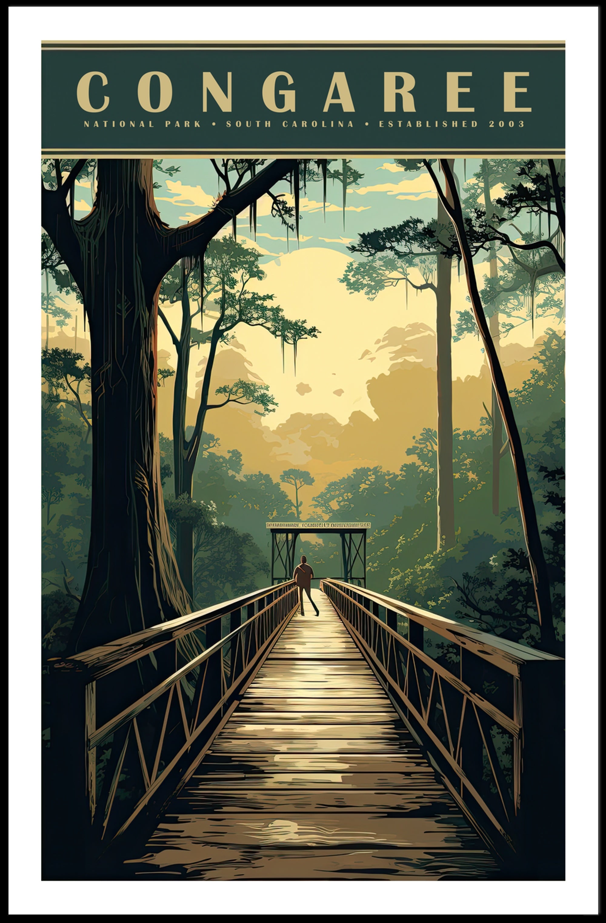 Congaree National Park Travel Poster Vintage Print