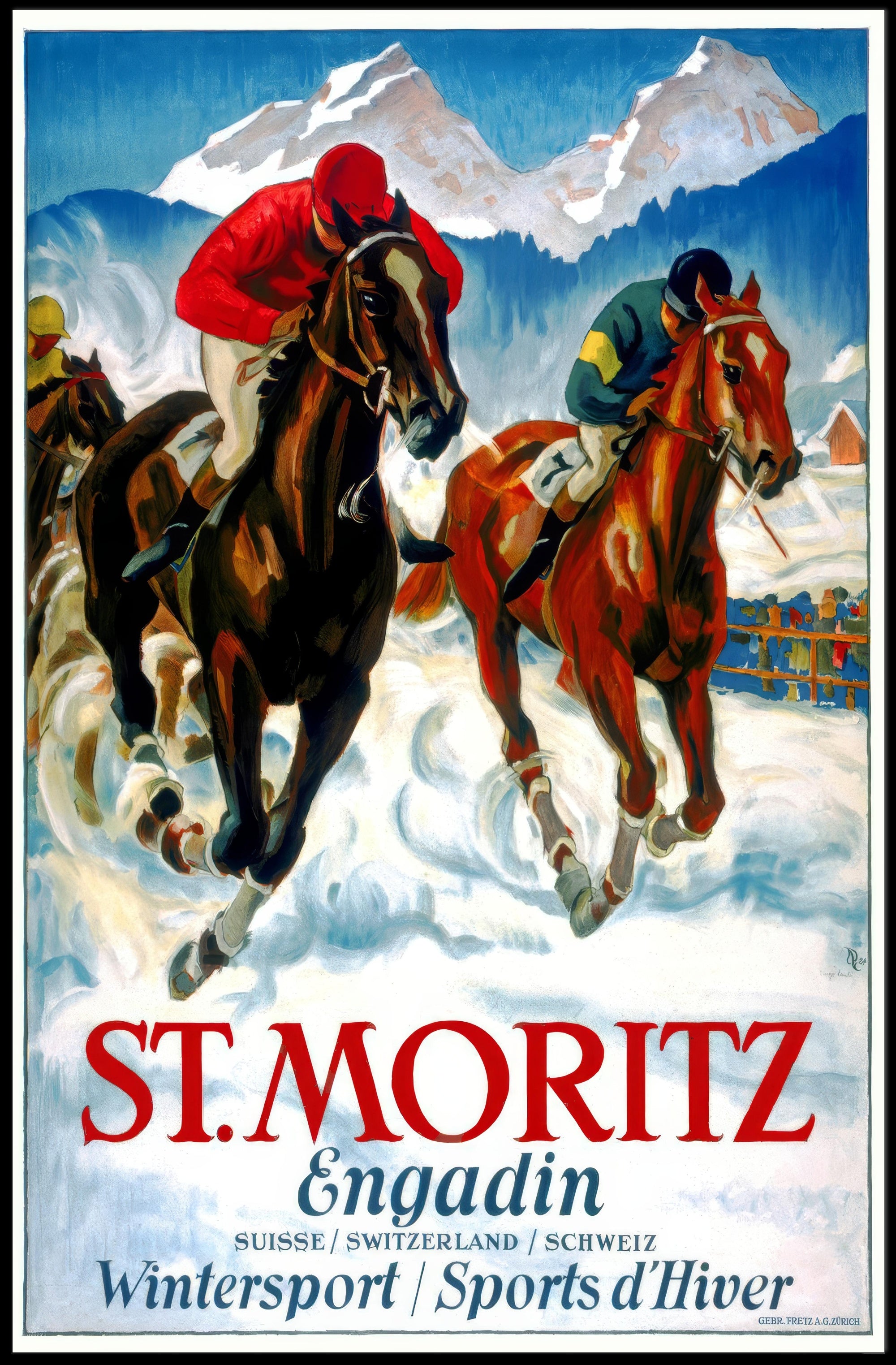 St. Moritz Adventure Vintage Winter Sports Travel Poster PosterGoat