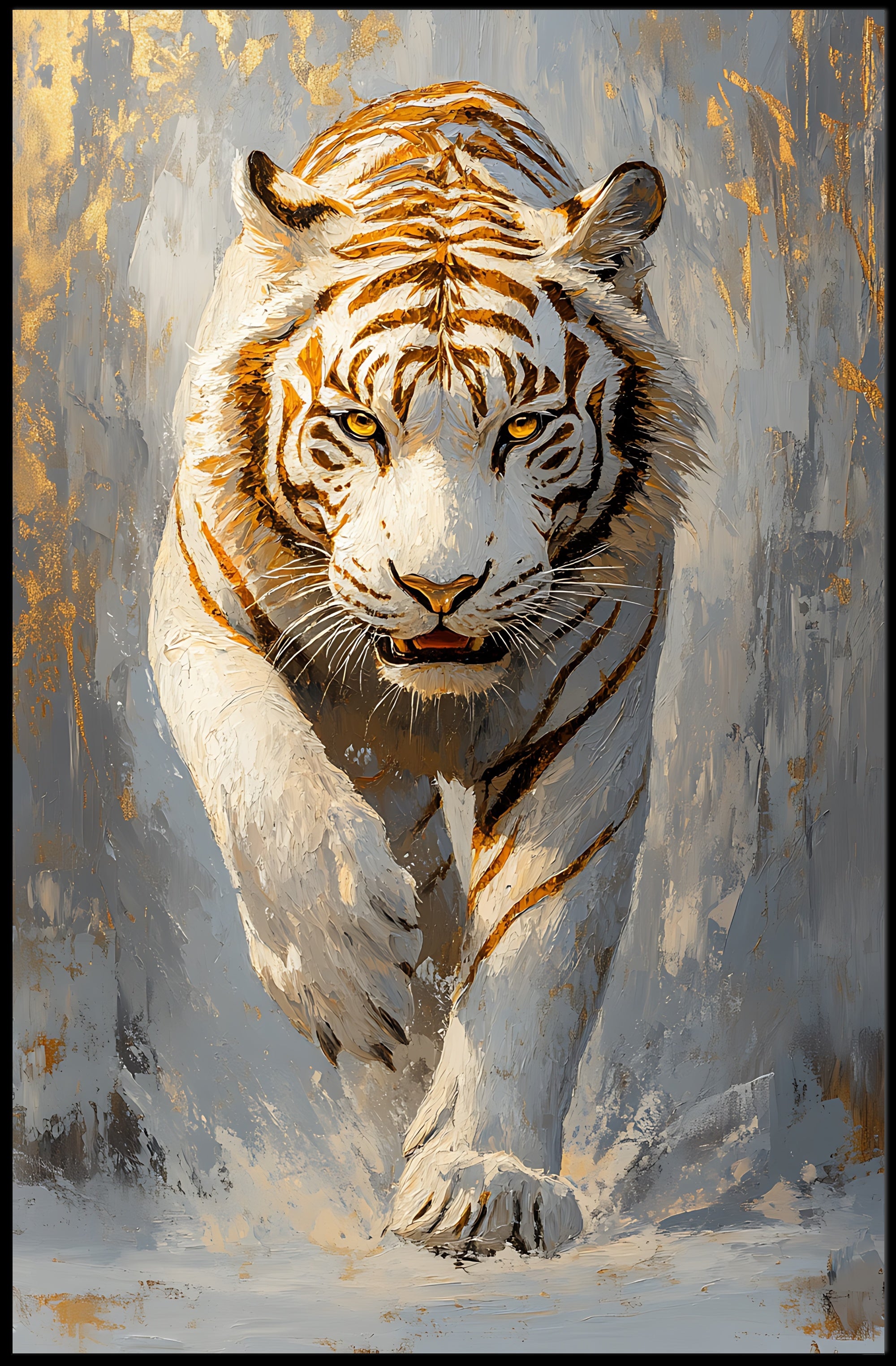 Majestic White Tiger Artistic Animal Poster