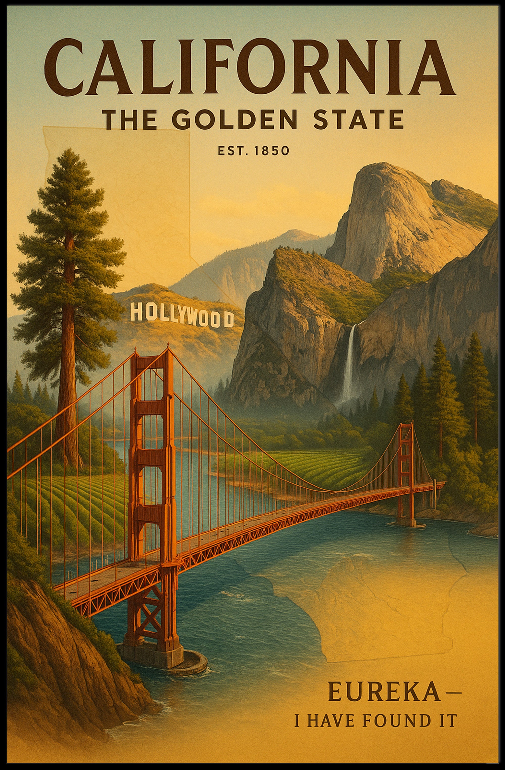 California The Golden State Poster PosterGoat