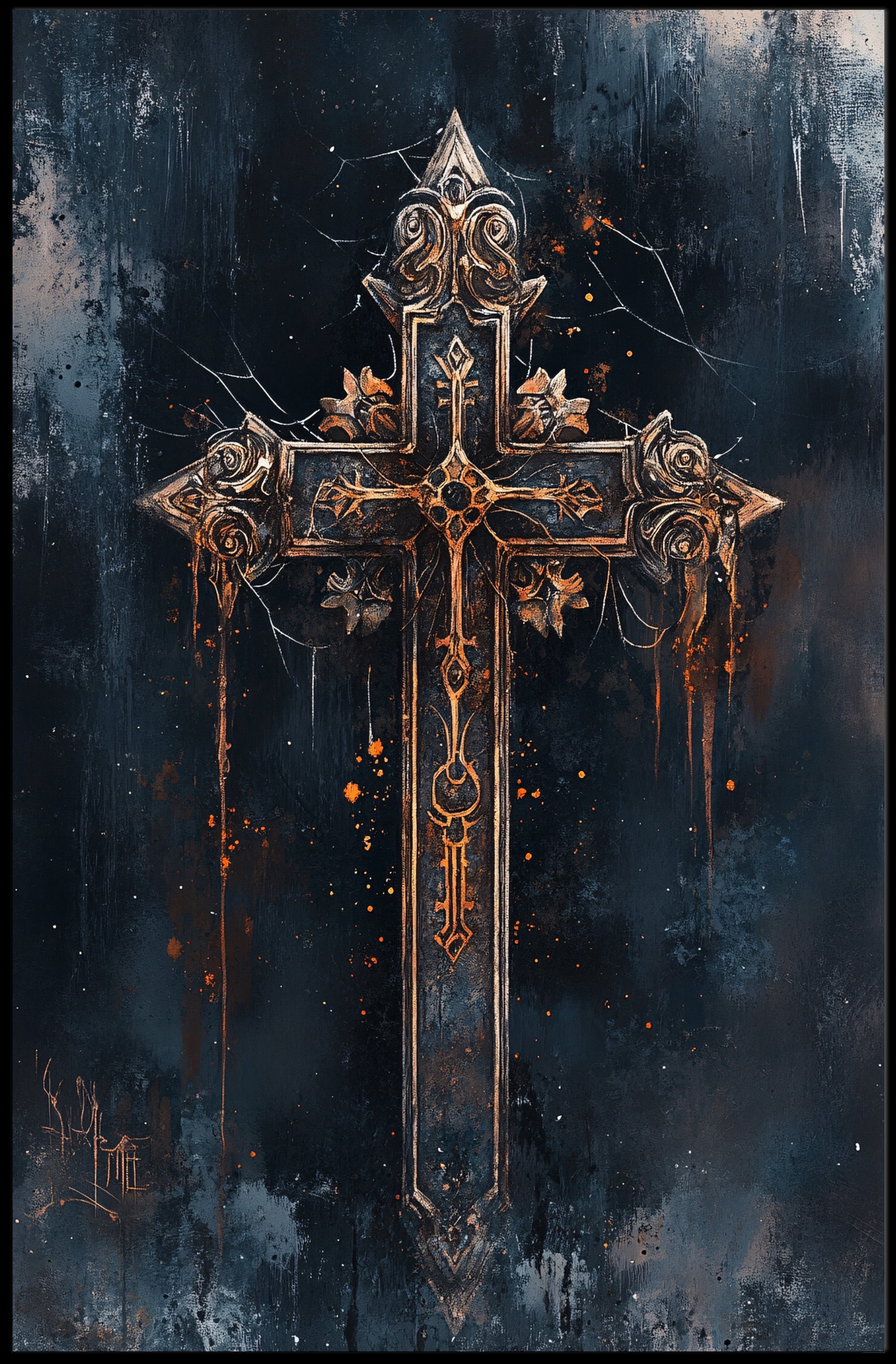 Ornate Gothic Cross Poster