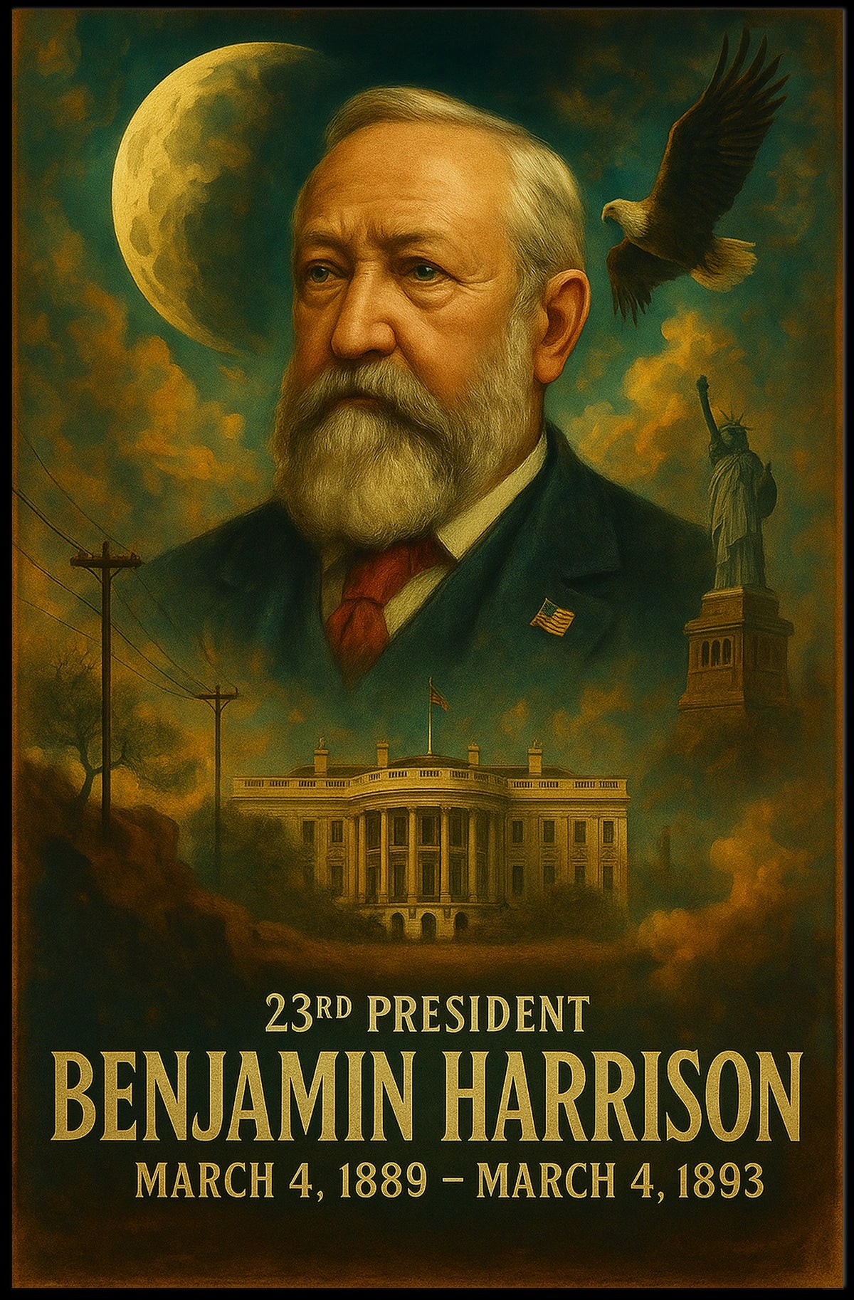 Benjamin Harrison Presidential Neoclassical Realism Poster