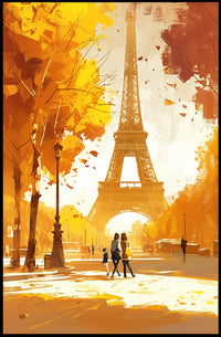 Parisian Autumn Eiffel Tower Impressionist Art Poster