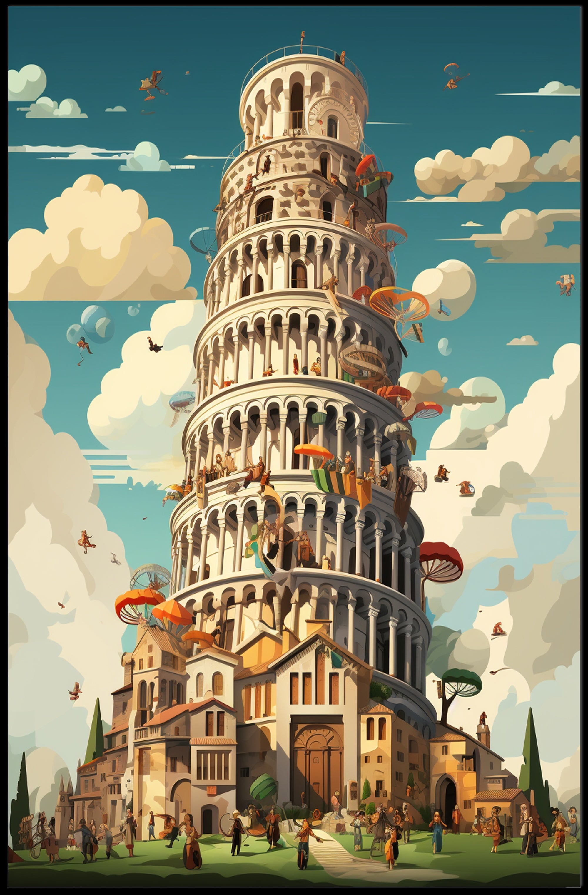 The Whimsical Tower Of Pisa Poster PosterGoat
