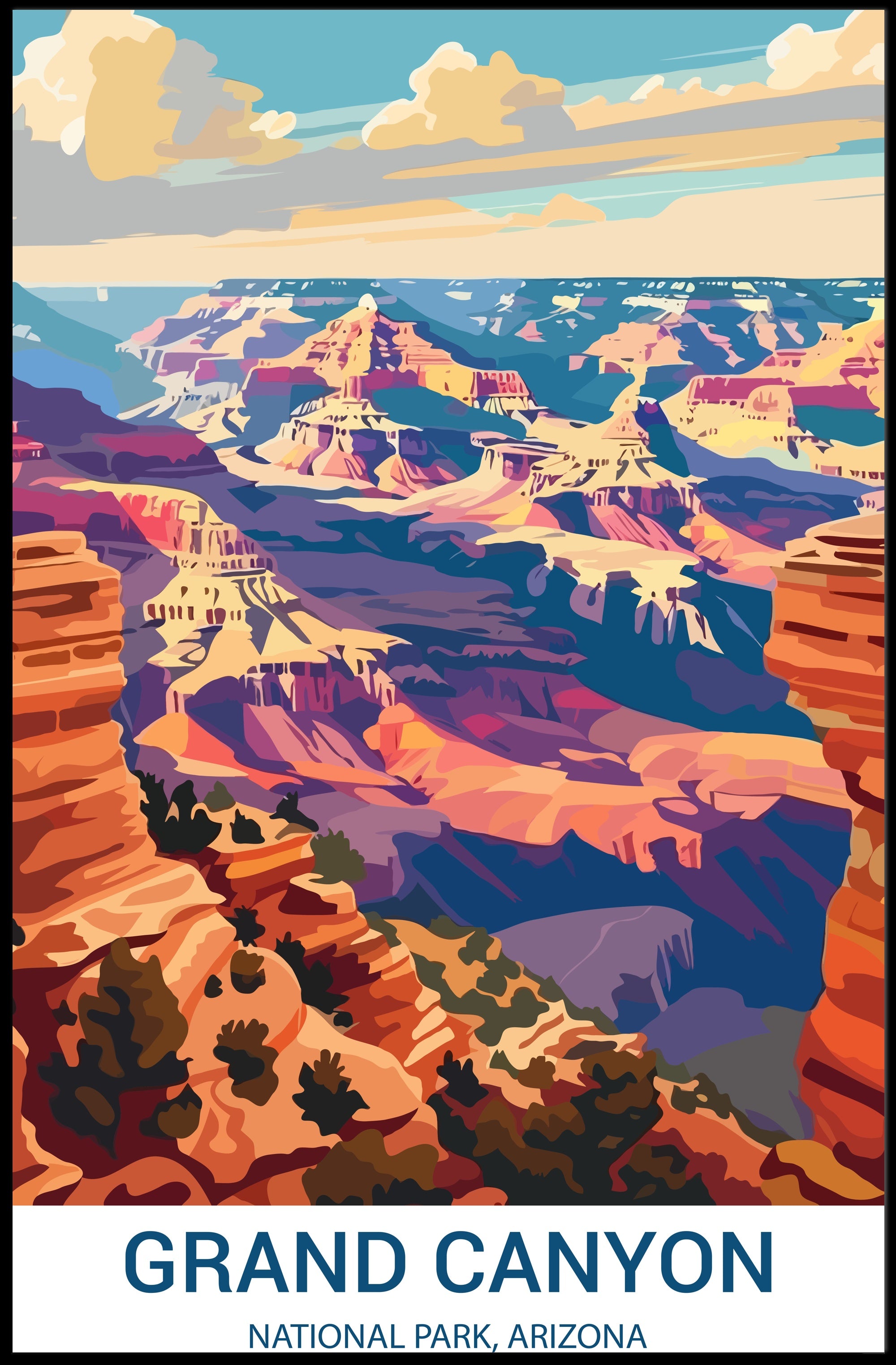 Grand Canyon Majesty in Vibrant Tones National Park Poster