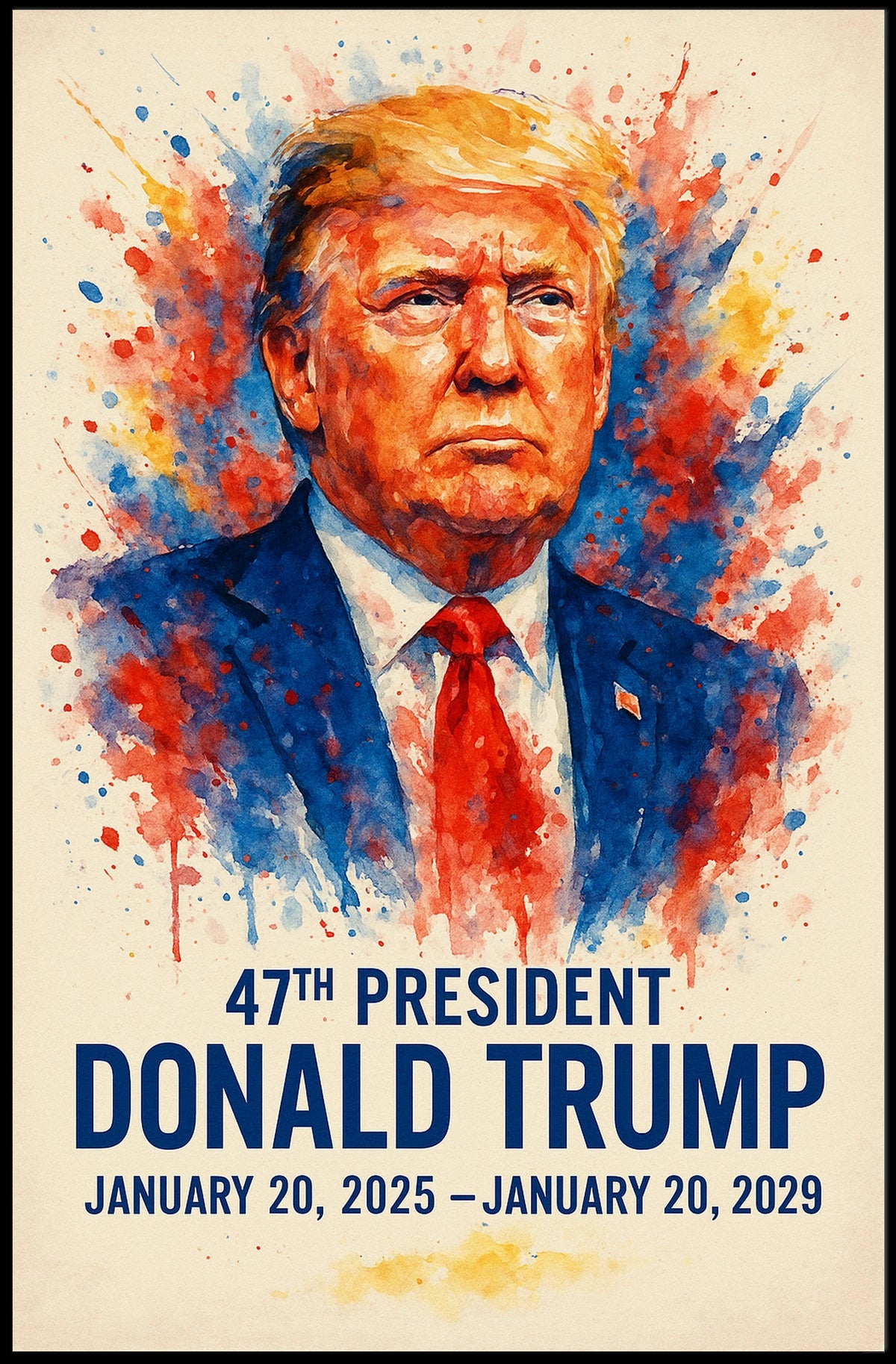 Donald Trump Watercolor Portrait Patriotic Poster